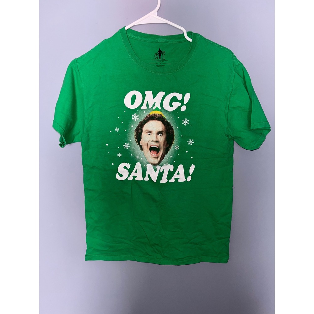Elf Movie OMG Santa Will Ferrell Green‎ Christmas T Shirt Size S